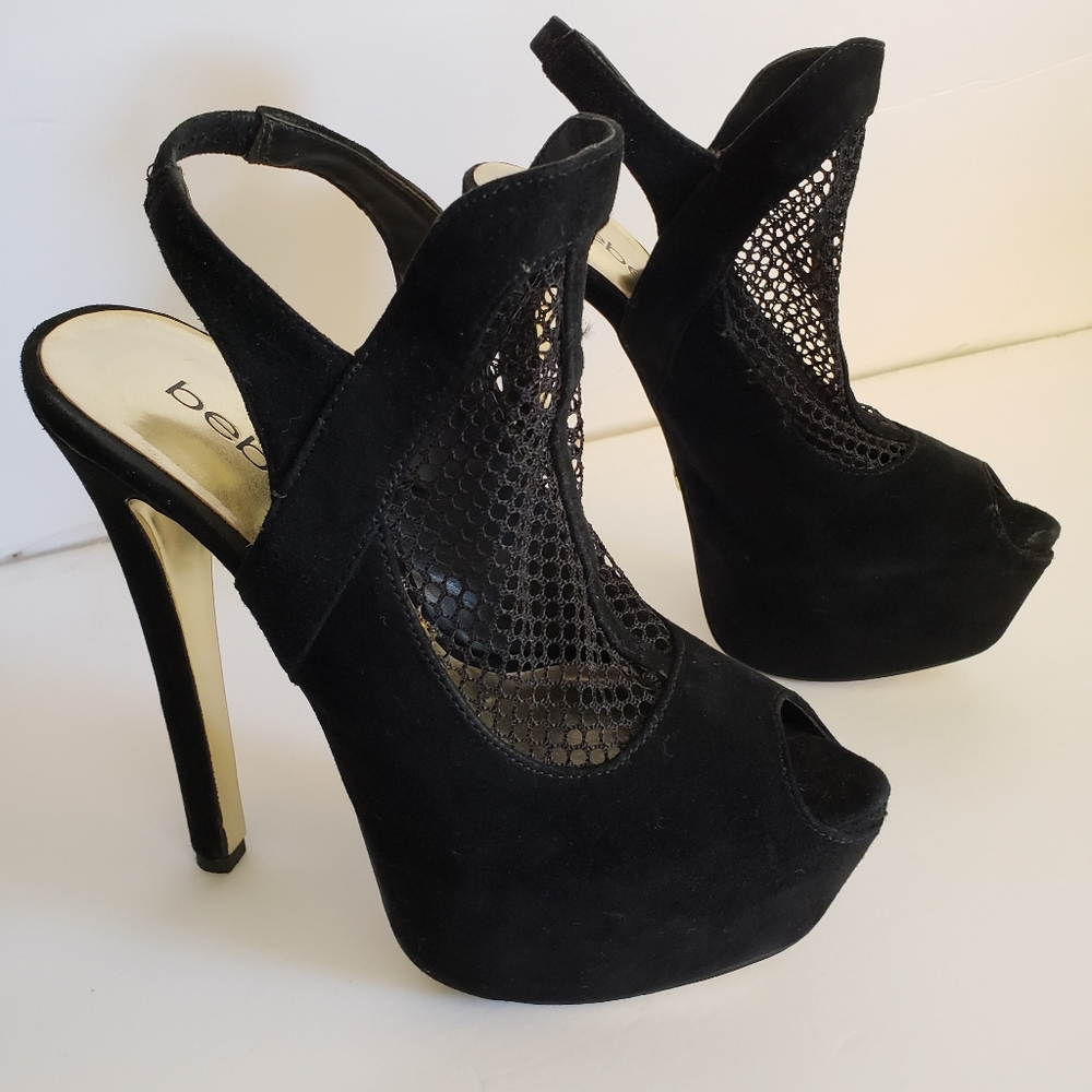 BEBE - Black Sling back Platform Heels